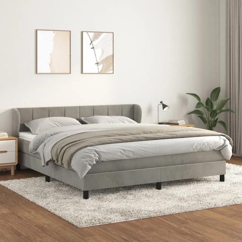 Prolenta Premium - Sommier à lattes de lit et matelas Gris clair 160x200cm Velours