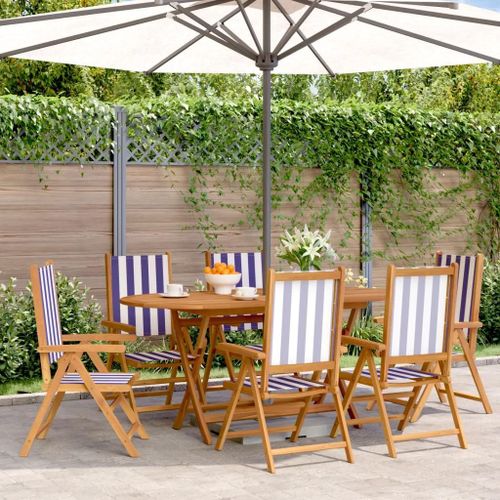 Prolenta Premium - Chaises Inclinables De Jardin Lot De 6 Tissu Et Bois Massif