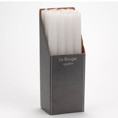 Bougie flambeau 25 cm blanc (lot de 12)