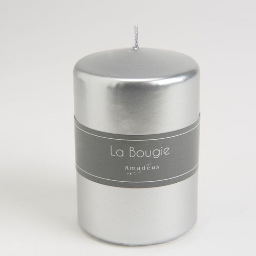 Bougie petit Cylindre 7 x 10 cm argent (lot de 6)