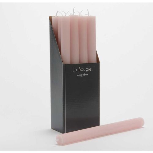 Bougie flambeau 25 cm rose (lot de 12)