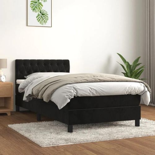 Prolenta Premium - Sommier à lattes de lit avec matelas Noir 100x200 cm Velours
