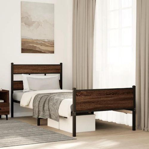 Prolenta Premium - Cadre de lit sans matelas chêne marron 107x203 cm