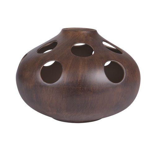 Lampe Totem Effet Bois Forme Galet 23cm