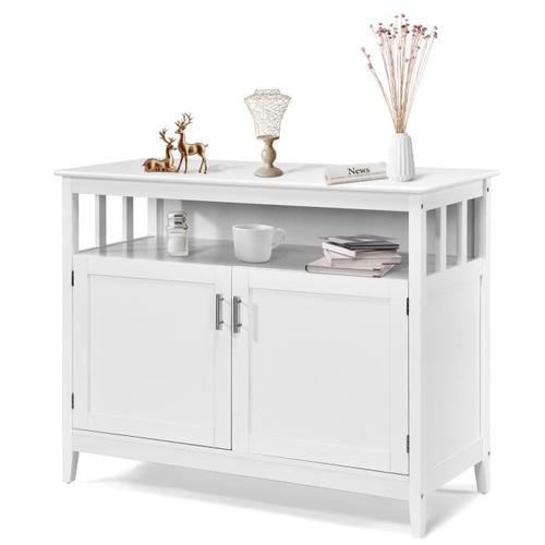 Costway Buffet Cuisine Avec 2 Portes 114x51x91 Cm Meuble De Rangement Moderne Avec Étagère Réglable Pour Salon Salle À Manger Blanc