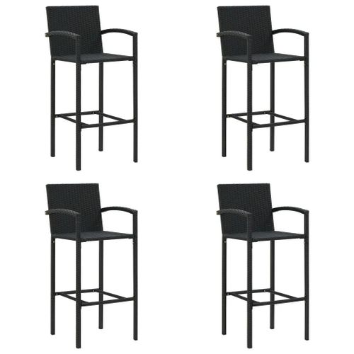 Prolenta Premium - Tabourets De Bar Lot De 4 Noir Résine Tressée
