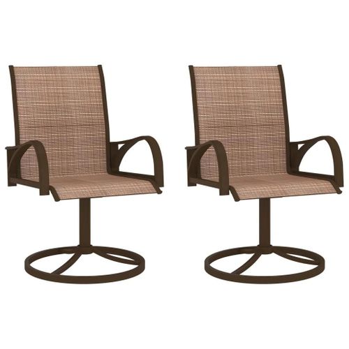 Prolenta Premium - Chaises Pivotantes De Jardin Lot De 2 Textilène Et Acier Marron