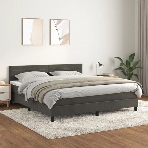 Prolenta Premium - Sommier à lattes de lit et matelas Gris foncé 180x200cm Velours