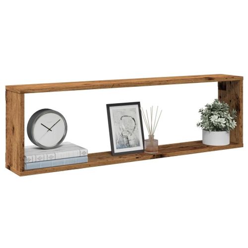 Prolenta Premium - Étagères Cube Murales 2 Pcs Vieux Bois 100x15x30 Cm
