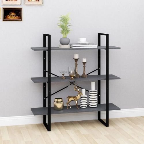 Prolenta Premium - Bibliothèque À 3 Niveaux Gris 100x30x105 Cm Bois De Pin Massif