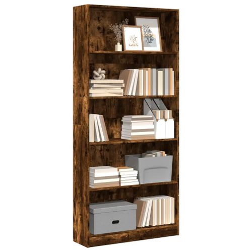 Prolenta Premium - Bibliothèque Chêne Fumé 80x24x176 Cm Bois D'ingénierie