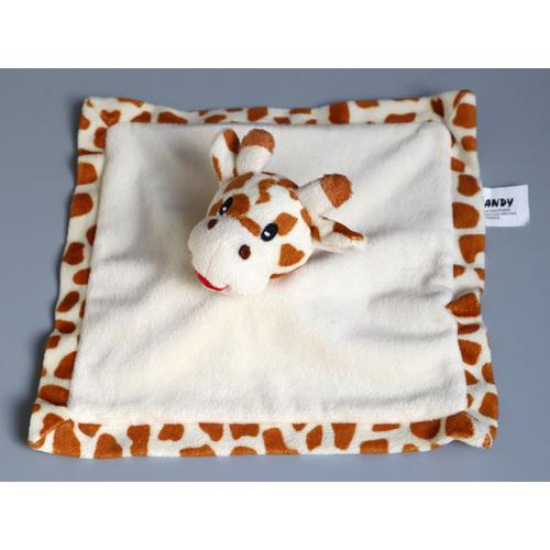 Doudou Girafe Plat Beige Marron Sandy