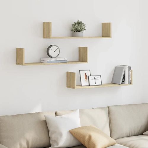 Prolenta Premium - Étagères Murales 3pcs Chêne Sonoma 80x18x18cm Bois D'ingénierie