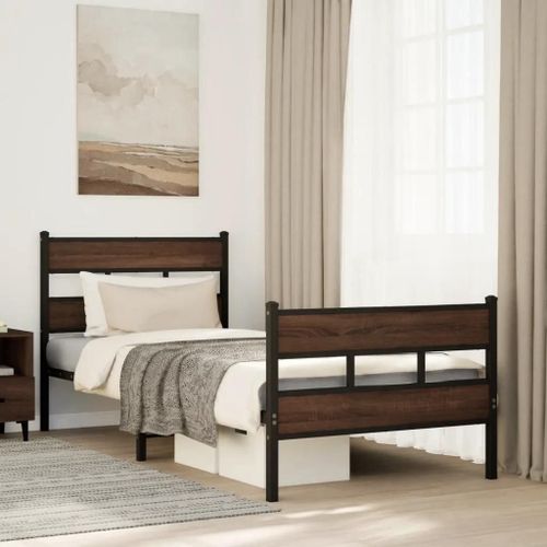 Prolenta Premium - Cadre de lit sans matelas avec tête de lit pied de lit 90x200cm