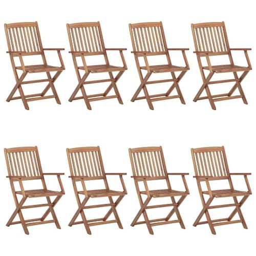Prolenta Premium - Chaises Pliables D'extérieur Lot De 8 Bois D'acacia Solide