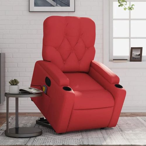 Prolenta Premium - Fauteuil Inclinable De Massage Électrique Rouge Similicuir