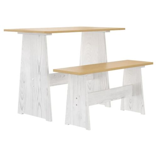 Prolenta Premium - Table À Manger Et Banc Reine Marron Miel Blanc Bois Pin Solide