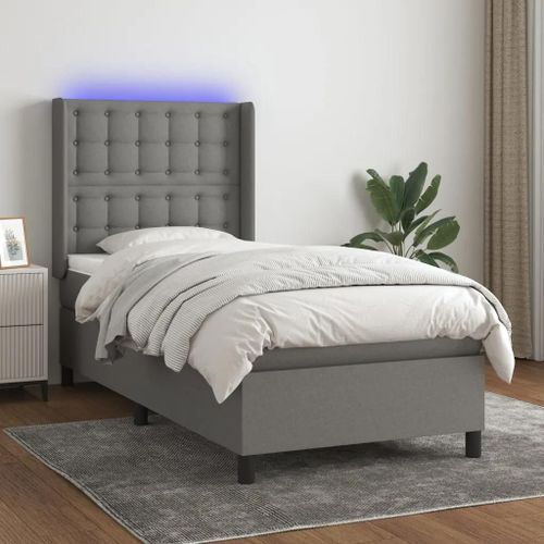 Prolenta Premium - Sommier à lattes de lit matelas LED Gris foncé 80x200cm Tissu