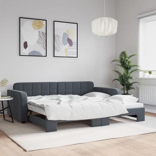 Prolenta Premium - Lit De Jour Avec Gigogne Sans Matelas Gris Foncé 90x200 Cm