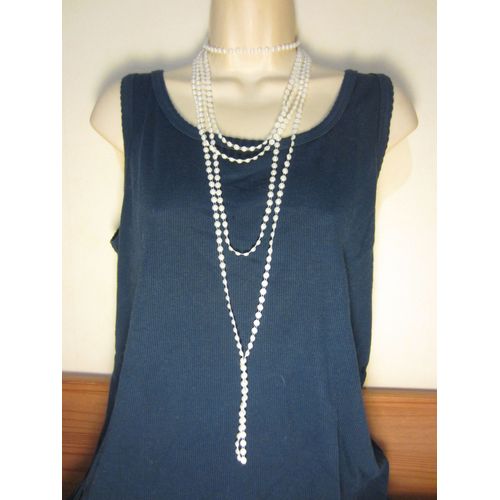 Collier Sautoir En Demi-Perles Blanches