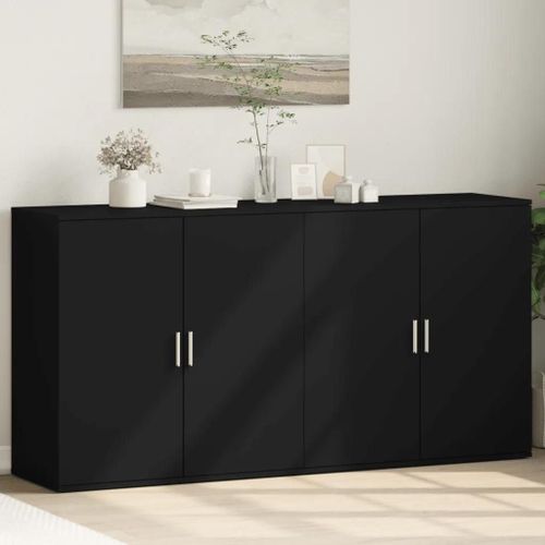 Prolenta Premium - Buffets 2 Pcs Noir 79x38x80 Cm Bois D'ingénierie
