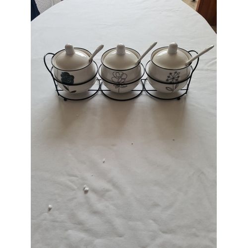 3 Pots D Assaisonnement Créatif En Céramique