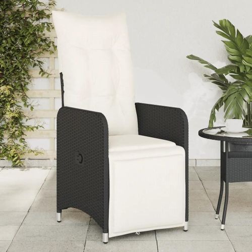 Prolenta Premium - Chaises Inclinables De Jardin Lot De 2 Et Coussins Noir Rotin