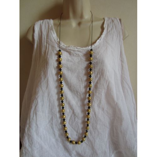 Collier Sautoir Noir Et Doré