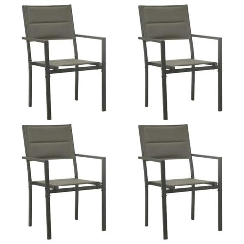 Prolenta Premium - Chaises De Jardin Lot De 4 Textilène Acier Gris Et Anthracite