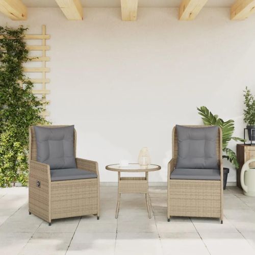 Prolenta Premium - Chaises Inclinables De Jardin Lot De 2 Beige Résine Tressée