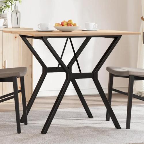 Prolenta Premium - Table À Manger Cadre En Y 90x90x75 Cm Bois De Pin Massif Acier