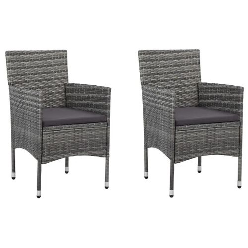 Prolenta Premium - Chaises À Manger De Jardin Lot De 2 Résine Tressée Gris