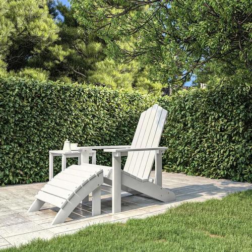 Prolenta Premium - Chaise De Jardin Adirondack Avec Repose-Pied Pehd Blanc