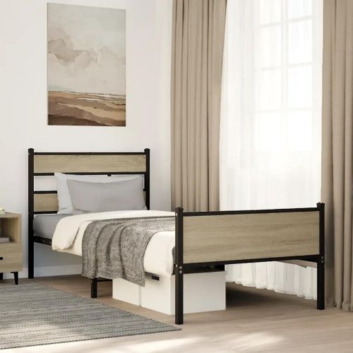 Prolenta Premium - Cadre de lit sans matelas chêne sonoma 90x200 cm