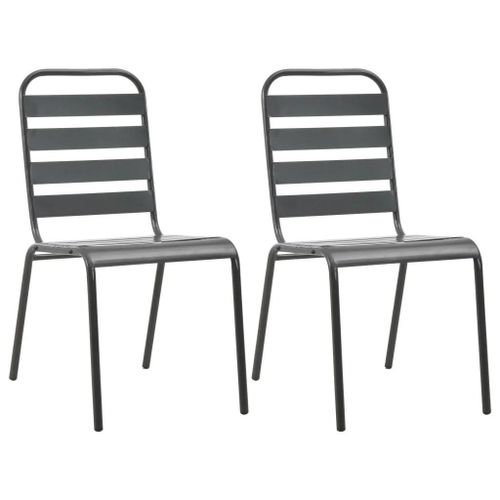Prolenta Premium - Chaises Empilables De D'extérieur Lot De 2 Acier Gris
