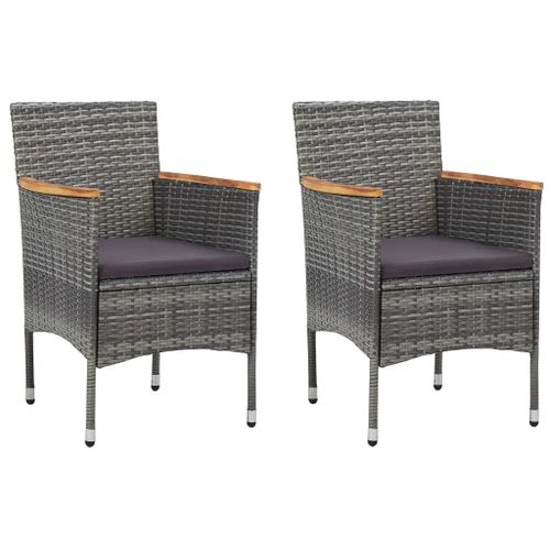 Prolenta Premium - Chaises À Manger De Jardin Lot De 2 Résine Tressée Gris