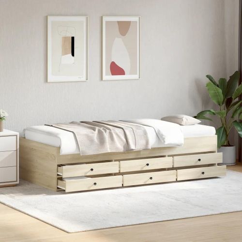 Prolenta Premium - Lit de jour avec tiroirs sans matelas chêne sonoma 75x190 cm