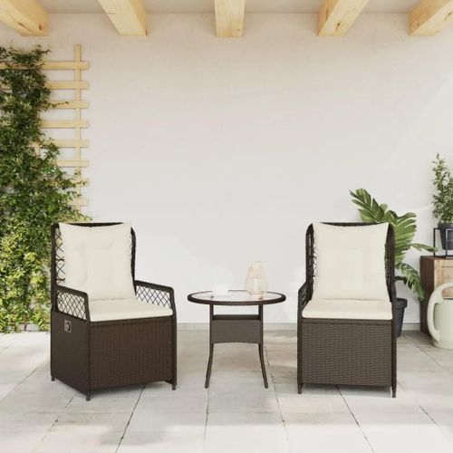 Prolenta Premium - Chaises Inclinables De Jardin Lot De 2 Marron Résine Tressée
