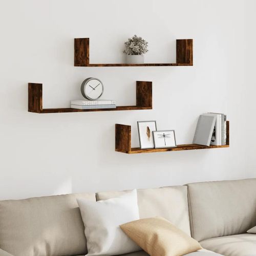 Prolenta Premium - Étagères Murales 3 Pcs Chêne Fumé 80x18x18 Cm Bois D'ingénierie