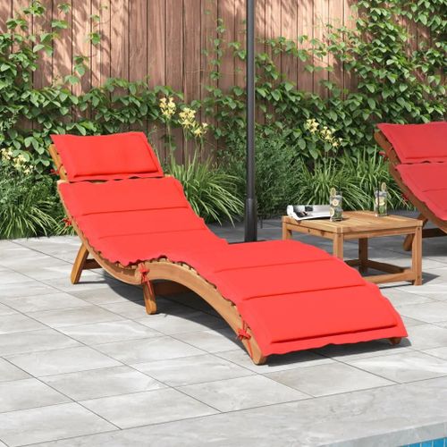 Prolenta Premium - Chaise Longue Avec Coussin Rouge Bois D'acacia Solide