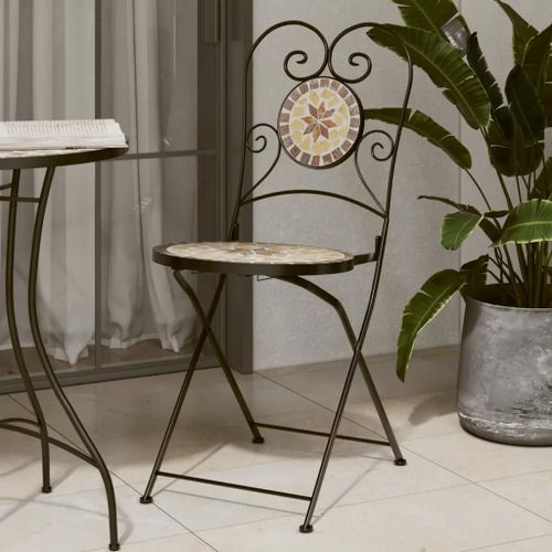 Prolenta Premium - Chaises De Bistro Pliables Lot De 2 Terre Cuite Blanc Céramique