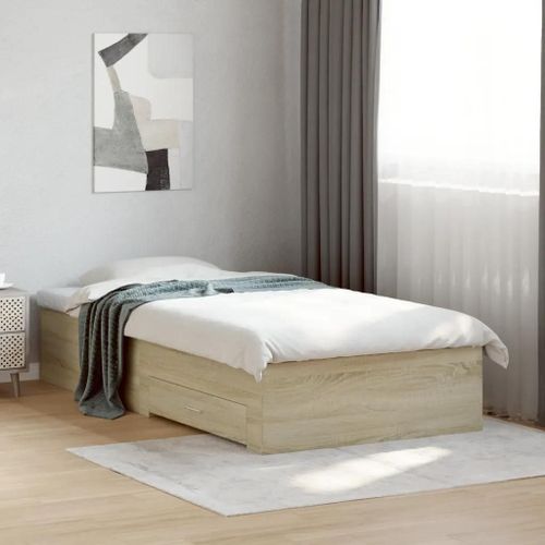 Prolenta Premium - Cadre de lit avec tiroirs sans matelas chêne sonoma 75x190 cm