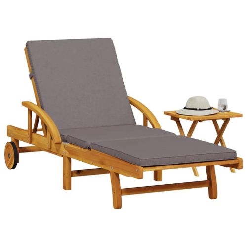 Prolenta Premium - Chaise Longue Avec Coussin Et Table Bois D'acacia Massif