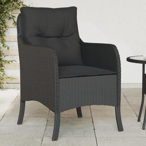 Prolenta Premium - Chaises De Jardin Avec Coussins Lot De 2 Noir Résine Tressée