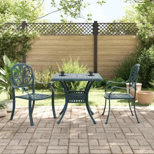 Prolenta Premium - Ensemble De Bistro 3 Pcs Vert Aluminium Coulé