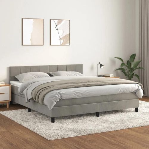 Prolenta Premium - Sommier à lattes de lit et matelas Gris clair 160x200cm Velours