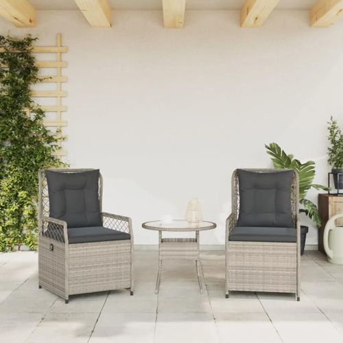 Prolenta Premium - Chaises Inclinables De Jardin Lot De2 Gris Clair Résine Tressée