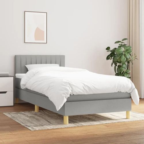 Prolenta Premium - Sommier à lattes de lit avec matelas Gris clair 80x200 cm Tissu