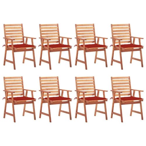Prolenta Premium - Chaises À Manger D'extérieur Lot De 8 Et Coussins Acacia Massif