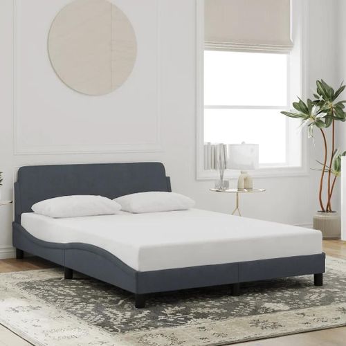 Prolenta Premium - Cadre de lit sans matelas gris foncé 120x200 cm velours